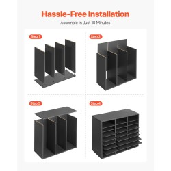 Kirjelaatikosto 24 lokeroa viilutettu lastulevy ja MDF harmaa toimistoihin