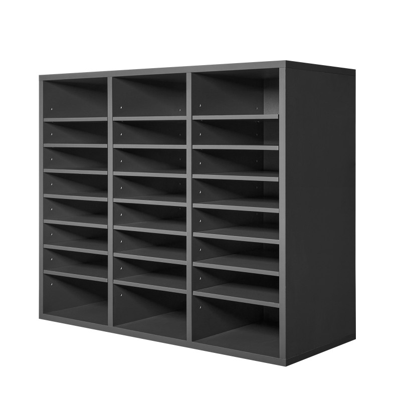 Kirjelaatikosto 24 lokeroa viilutettu lastulevy ja MDF harmaa toimistoihin