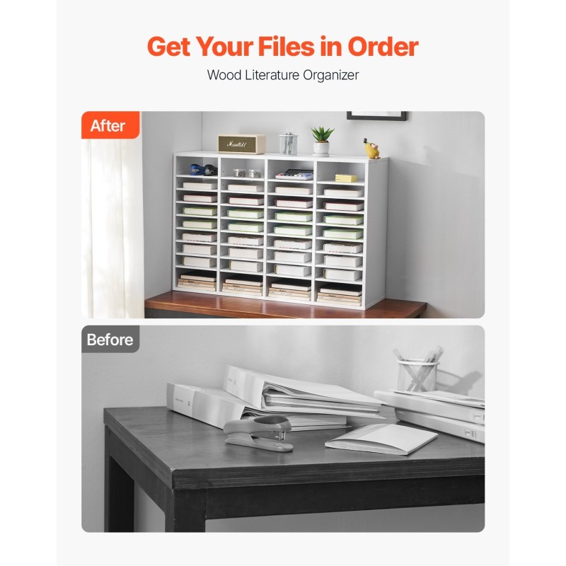 Kirjelokerikko MDF viilutettu lastulevy 36 lokeroa toimistoon 997×305×680 mm valkoinen