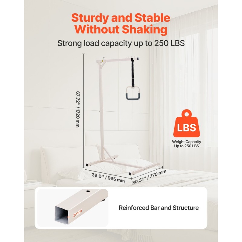 Sängyn itseseisova trapetsitanko jauhemaalattu teräs 250 paunan kantavuus