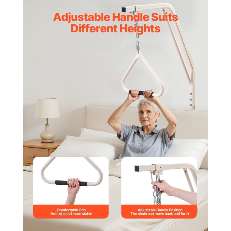 Sängyn yläpuolinen trapetsitanko jauhepinnoitettua terästä säädettävä kahva 113 kg