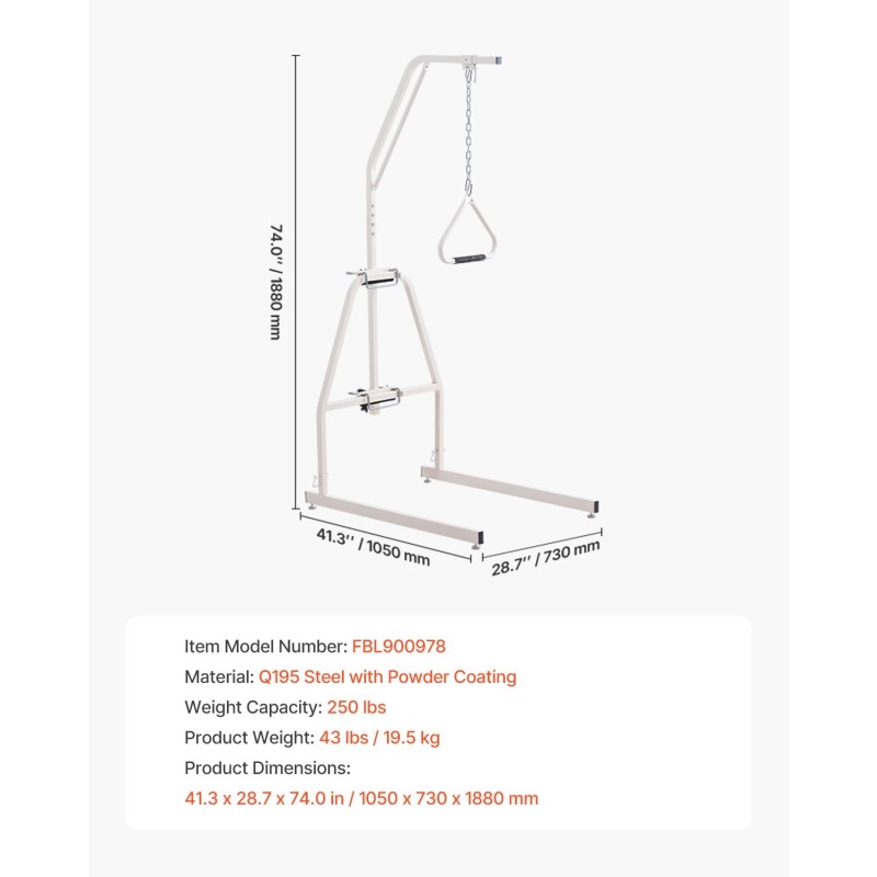 Trapetsitanko sängyn käyttöön vapaasti seisova Q195-teräs puristuskiinnitys
