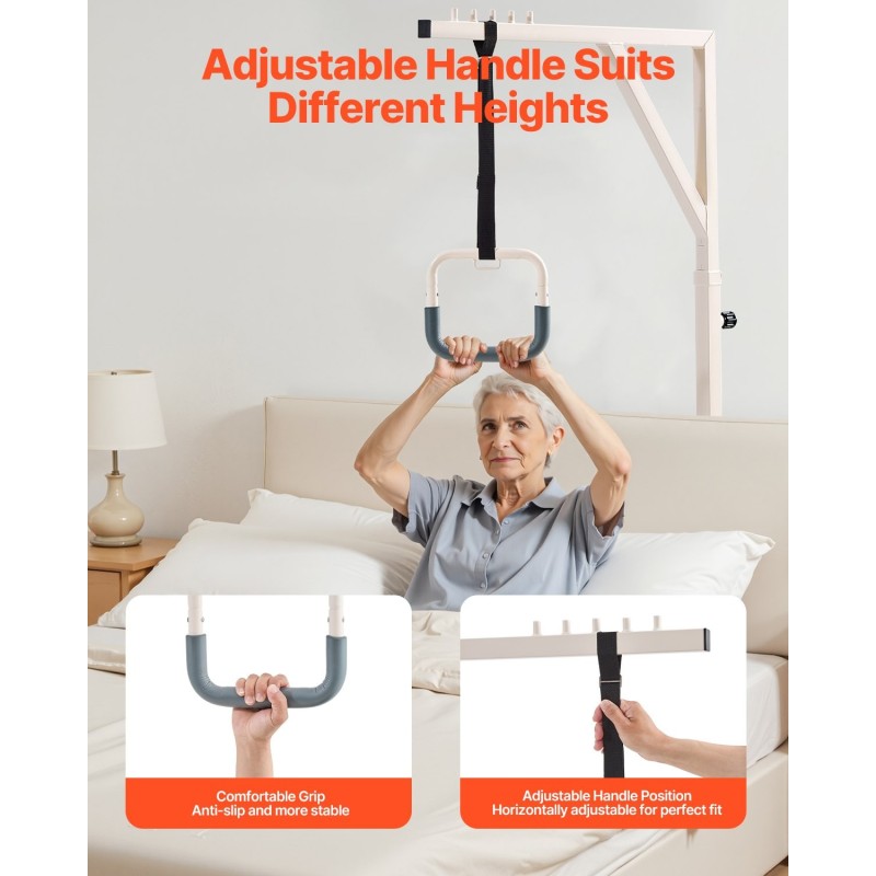 Sängyn kolmiotanko lattiatelineellä korkeussäädettävä Q195-teräs 2 pyörää 159 kg kantavuus