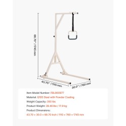 Sängyn kolmiotanko lattiatelineellä korkeussäädettävä Q195-teräs 2 pyörää 159 kg kantavuus