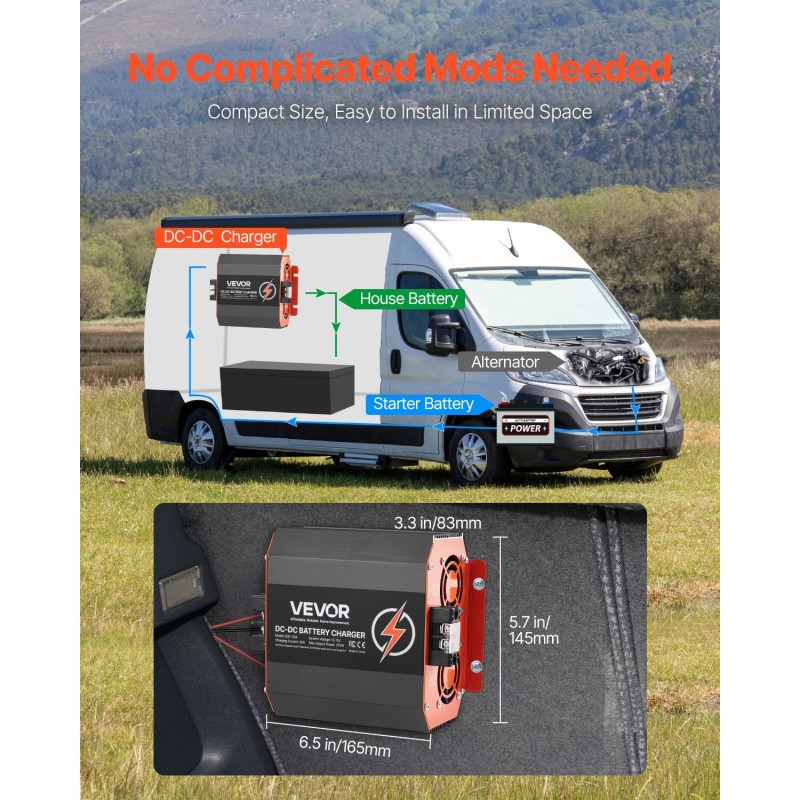 12V 30A DC–DC akunlaturi alumiinikotelo matkailuautoihin ja veneisiin