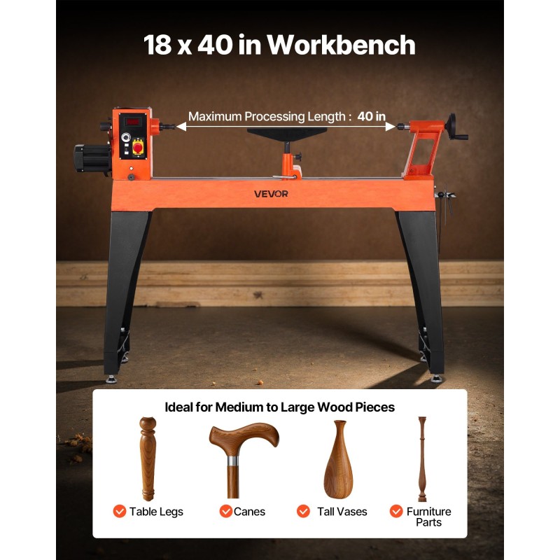 Puutyösorvi 1500 W valurautarunko harjaton tasavirtamoottori 1020 mm keskiöväli