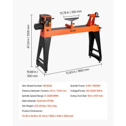 Puutyösorvi 1500 W valurautarunko harjaton tasavirtamoottori 1020 mm keskiöväli
