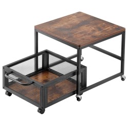 Minijääkaappitaso metallirunko puulevyllä pyörillä liikuteltava säilytyskori