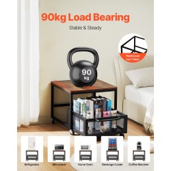 Minijääkaappitaso metallirunko puulevyllä pyörillä liikuteltava säilytyskori