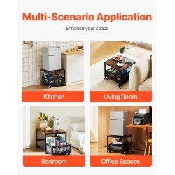 Minijääkaappitaso metallirunko puulevyllä pyörillä liikuteltava säilytyskori