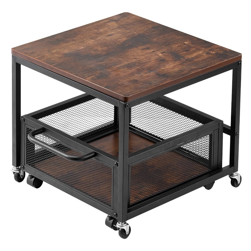 Minijääkaappitaso metallirunko puulevyllä pyörillä liikuteltava säilytyskori