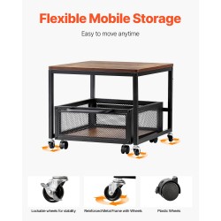 Minijääkaapin teline metallirungolla E1-luokan puutasolla liikuteltavalla säilytyskärryllä ja lukittavilla pyörillä