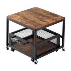 Minijääkaapin teline metallirungolla E1-luokan puutasolla liikuteltavalla säilytyskärryllä ja lukittavilla pyörillä