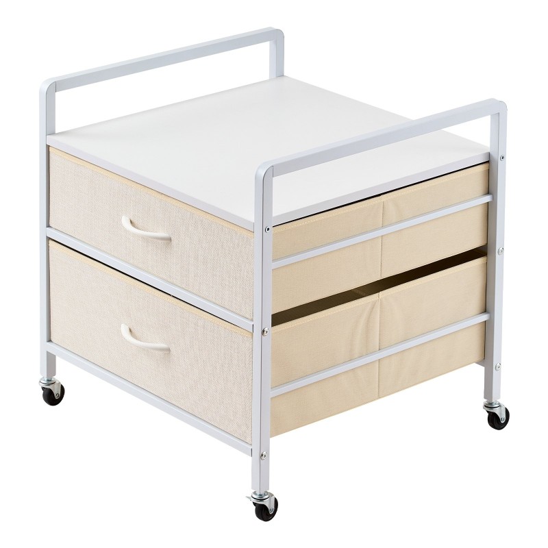 Minijääkaapin teline metallirungolla 15 cm E1-luokan massiivipuulevy, 2 vedenpitävää laatikkoa, lukittavat pyörät