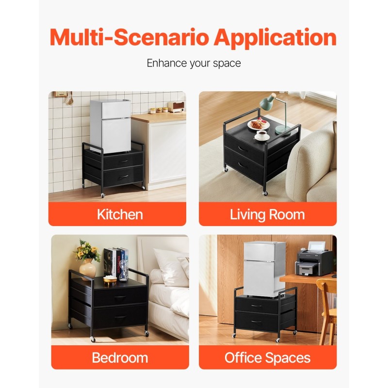 Minijääkaapin taso metallirunko viisitoista millimetriä massiivipuulevy kaksi vedenpitävää laatikkoa neljä lukittavaa pyörää