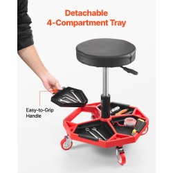 Mekaanikonjakkara säädettävä 420–550 mm teräsrunko pehmustettu istuin rullaavat pyörät kantavuus 300 paunaa