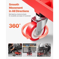 Mekaanikonjakkara säädettävä 420–550 mm teräsrunko pehmustettu istuin rullaavat pyörät kantavuus 300 paunaa