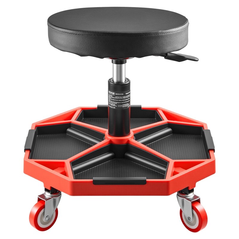 Mekaanikonjakkara säädettävä 420–550 mm teräsrunko pehmustettu istuin rullaavat pyörät kantavuus 300 paunaa