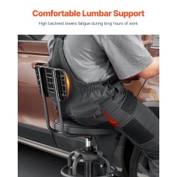 Työpajajakkara selkänojalla teräsrunko pehmustettu istuin pyörillä säädettävä korkeus 1030–1140 mm