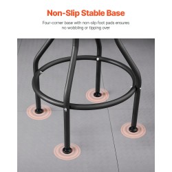 Työpajajakkara selkänojalla teräsrunko pehmustettu istuin pyörillä säädettävä korkeus 1030–1140 mm