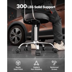 Työpajajakkara selkänojalla jauhemaalattu teräsrunko korkeussäädöllä pyörivä pehmustettu istuin