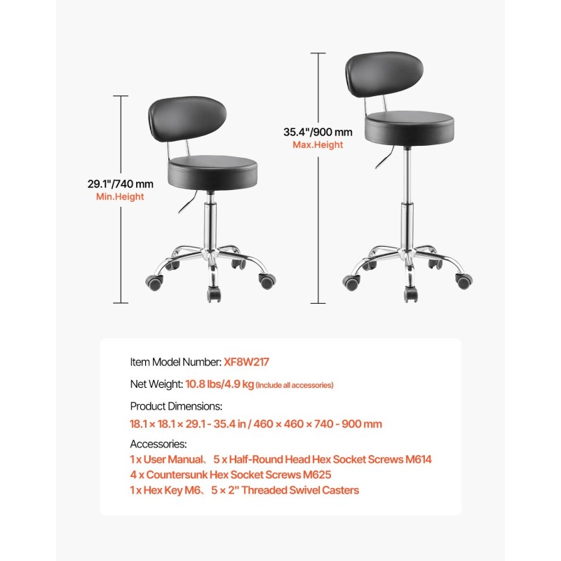 Työpajajakkara selkänojalla jauhemaalattu teräsrunko korkeussäädöllä pyörivä pehmustettu istuin