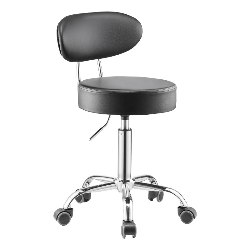 Työpajajakkara selkänojalla jauhemaalattu teräsrunko korkeussäädöllä pyörivä pehmustettu istuin