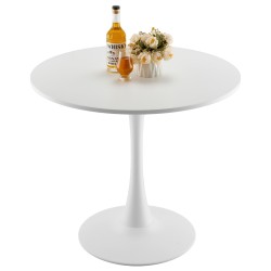 Pyöreä ruokapöytä laminaattilevy 80 cm valkoinen 2 4 hengelle