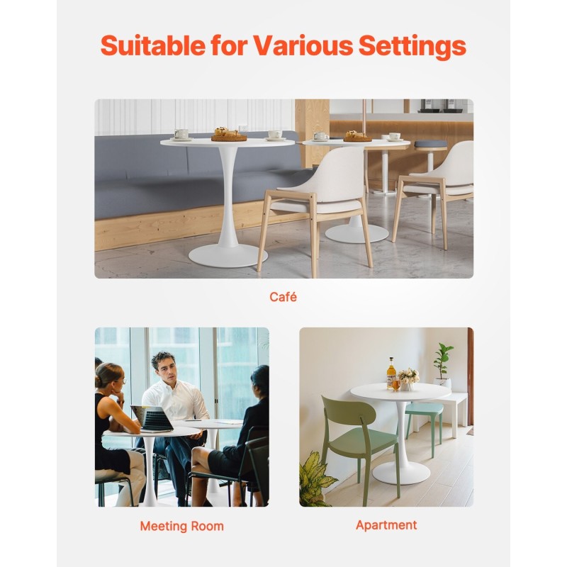 Pyöreä ruokapöytä laminaattilevy 80 cm valkoinen 2–4 hengelle