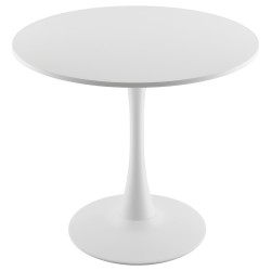 Pyöreä ruokapöytä laminaattilevy 80 cm valkoinen 2–4 hengelle