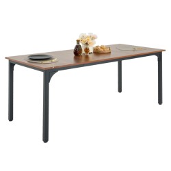 Suorakulmainen ruokapöytä MDF laminaatti metallijalat 180 80 75 cm 6 8 hengelle ruskea