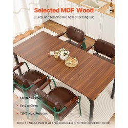 Suorakulmainen ruokapöytä MDF-laminaatti metallijalat 180×80×75 cm 6–8 hengelle ruskea