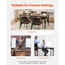 Suorakulmainen ruokapöytä MDF-laminaatti metallijalat 180×80×75 cm 6–8 hengelle ruskea