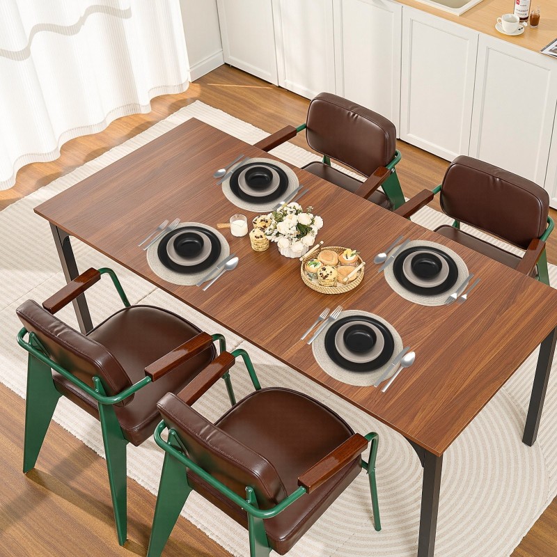 Suorakulmainen ruokapöytä MDF-laminaatti metallijalat 180×80×75 cm 6–8 hengelle ruskea