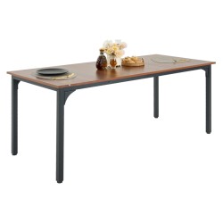 Suorakulmainen ruokapöytä MDF-laminaatti metallijalat 180×80×75 cm 6–8 hengelle ruskea