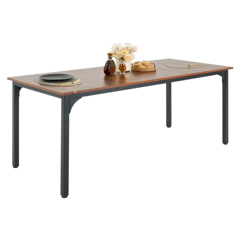 Suorakulmainen ruokapöytä MDF-laminaatti metallijalat 180×80×75 cm 6–8 hengelle ruskea