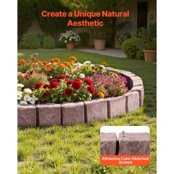 Muovinen kivireunus PE-muovi 1190 mm 4-pakkaus ruskea piha-rajaukseen