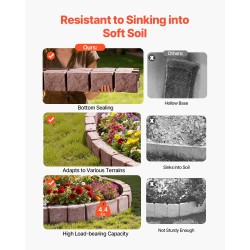 Muovinen kivireunus PE-muovi 1190 mm 4-pakkaus ruskea piha-rajaukseen