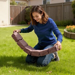 Muovinen kivireunus PE-muovi 1190 mm 4-pakkaus ruskea piha-rajaukseen