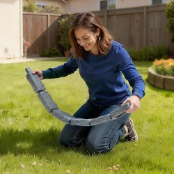 Tekokivinen PE-muovinen reunuselementti 1180×95×57 mm pakkaus 6 kiveä hiekkakiven harmaa