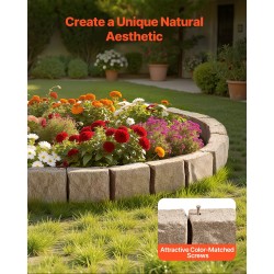 Kivireunus PE-muovinen beige 4 kpl pakkaus nurmikon rajaukseen