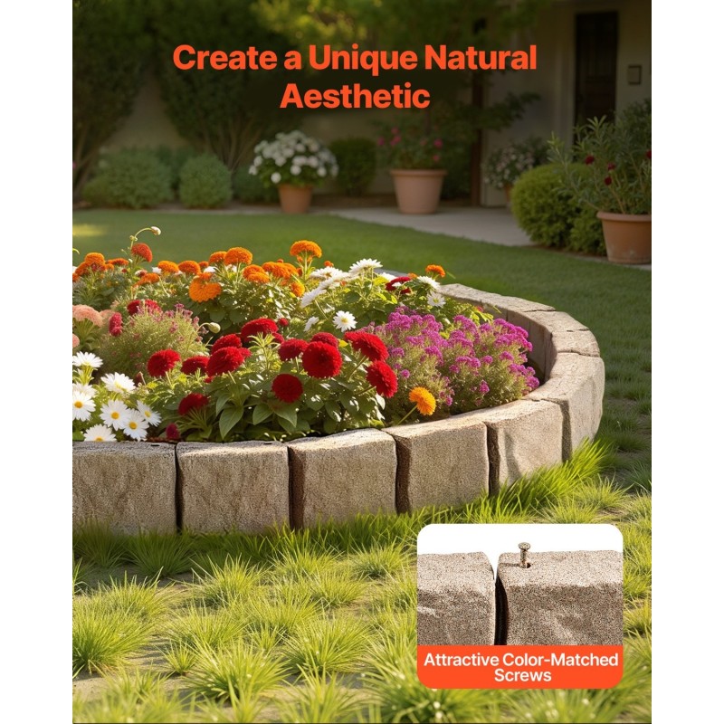 Kivireunus PE-muovinen beige 4 kpl pakkaus nurmikon rajaukseen