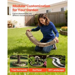 Kivireunus PE-muovinen beige 4 kpl pakkaus nurmikon rajaukseen