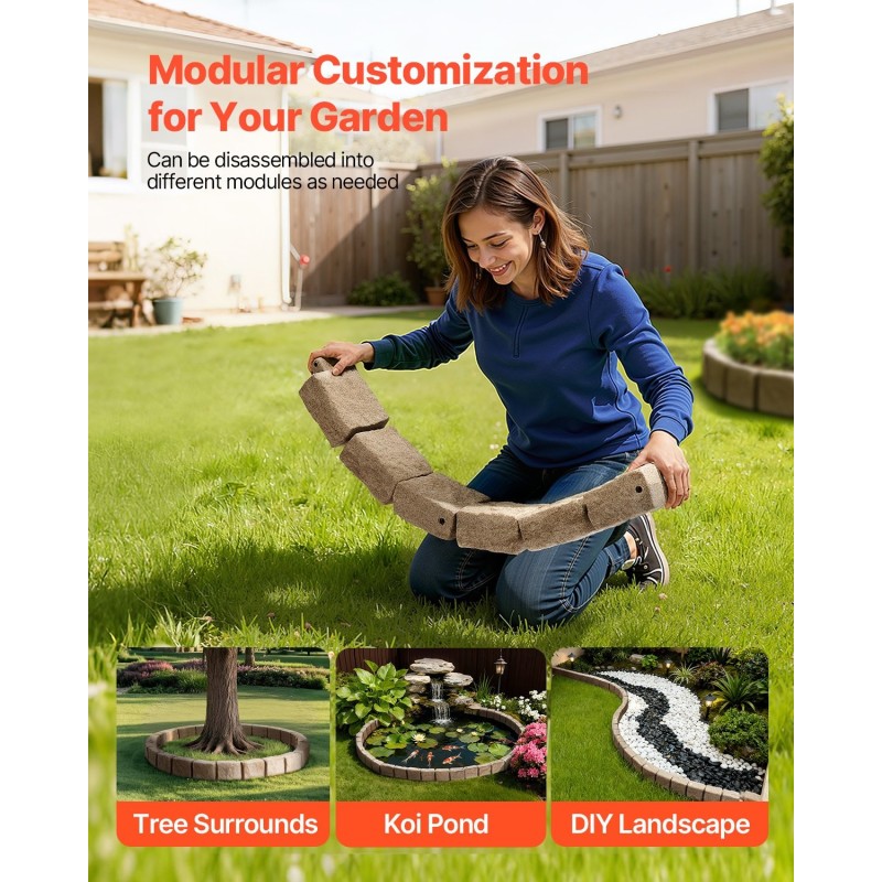 Kivireunus PE-muovinen beige 4 kpl pakkaus nurmikon rajaukseen