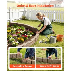 Kivireunus PE-muovinen beige 4 kpl pakkaus nurmikon rajaukseen