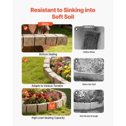 Kivireunus PE-muovinen beige 4 kpl pakkaus nurmikon rajaukseen