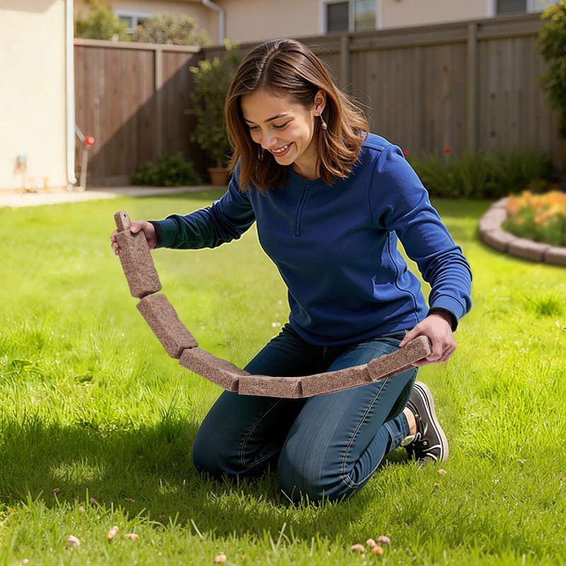 Nurmikon reunus PE-muovinen 1180×95×57 mm 4 kpl pakkaus ruskea joustava kiinnityspiikeillä