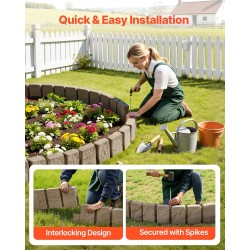 Keinokivinen reunus PE-muovi 1200x100x230 mm beige 4 pakkausta nurmikon rajaukseen