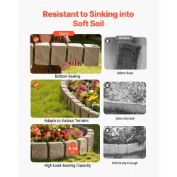 Keinokivinen reunus PE-muovi 1200x100x230 mm beige 4 pakkausta nurmikon rajaukseen