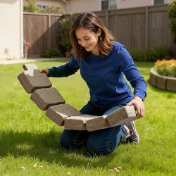 Keinokivinen reunus PE-muovi 1200x100x230 mm beige 4 pakkausta nurmikon rajaukseen